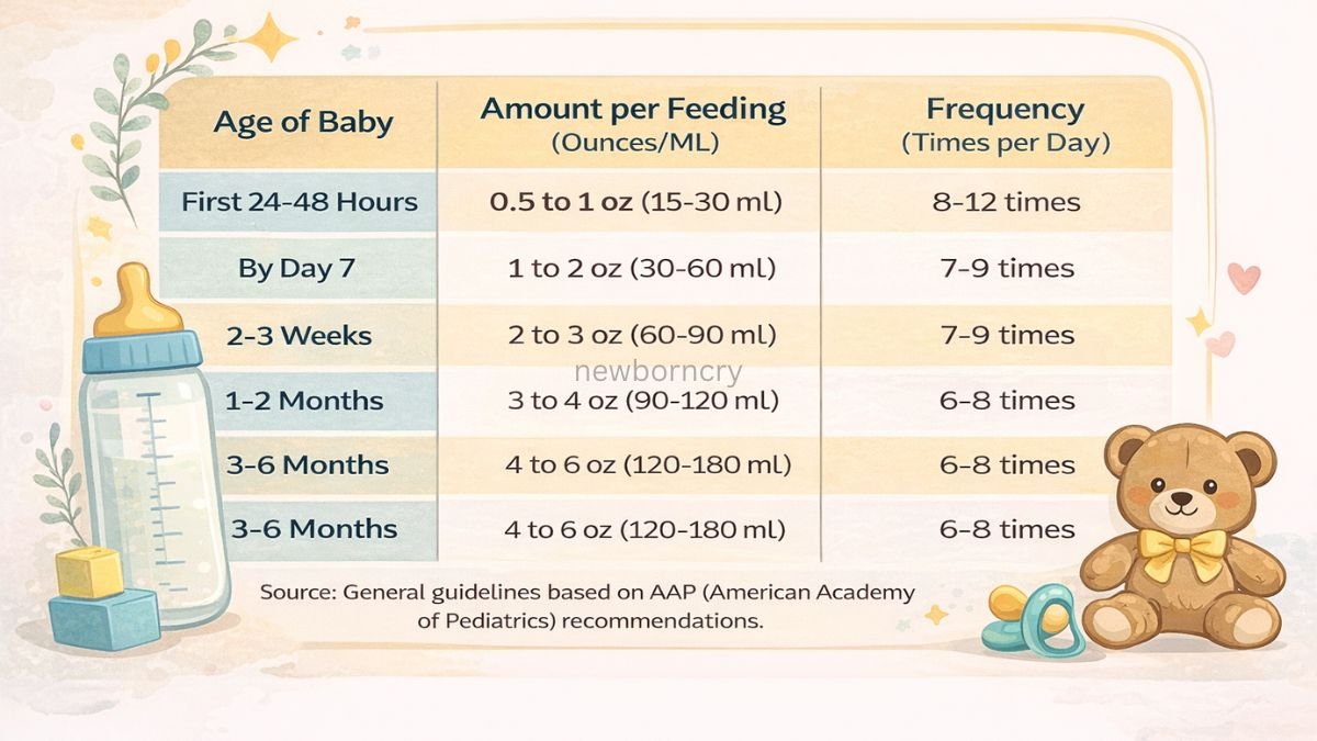 How much breastmilk should a newborn eat chart
